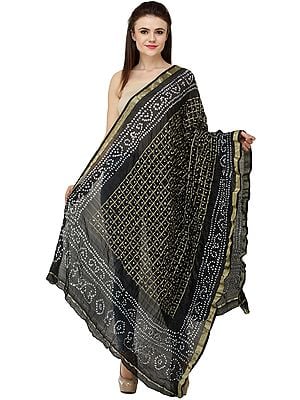 Bandhani Tie-Dye Gharchola Dupatta from Jodhpur with Golden Thread Weave