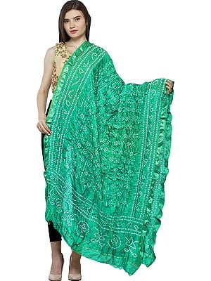 Bandhani Tie-Dye Gharchola Dupatta from Jodhpur with Golden Thread Weave