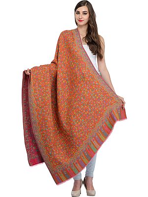 Reversible Kani Jamawar Shawl from Amritsar with Floral Weave All-Over