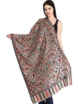 Moonlight Kani Jamawar Stole from Amritsar with Woven Paisleys