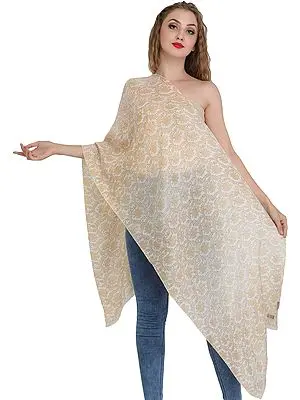 Off-White Printed Cashmere Silk Scarf from Nepal