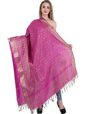 Brocaded Shawl with Floral Weave in Zari Thread
