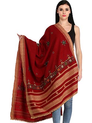 Shawl from Kutch with Central Embroidered Chakra and Mirrors