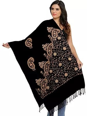 Ari-Embroidered Stole from Amritsar with Embroidered Beads and Sequins