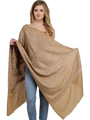 Moonlight Stole from Amritsar with Embroidery in Self-color Thread