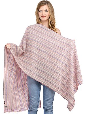 Multi-color Cashmere Stole from Nepal with Woven Stripes