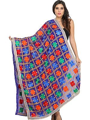 Phulkari Dupatta from Punjab with Embroidery All-Over