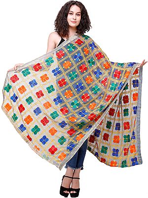 Phulkari Dupatta from Punjab with Embroidery All-Over