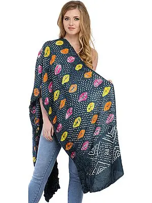 Dark-Denim Bandhani Tie-Dyed Gajji Dupatta  from Gujarat