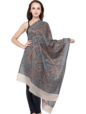 Kani Jamawar Stole with Woven Paisleys and Florals