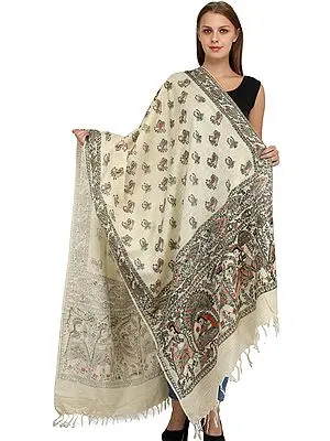 Dupatta from Jharkhand with Printed Madhubani Marriage Procession