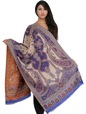 Kani Jamawar Stole from Amritsar with Woven Florals and Paisleys