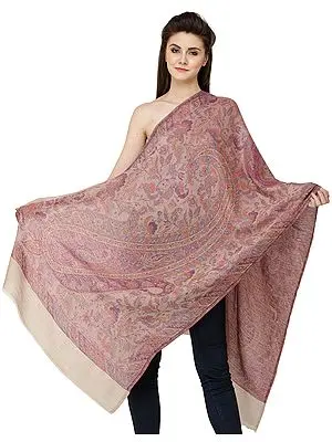 Cashmere Jamawar Stole with Woven Paisleys and Florals