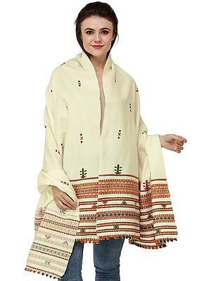 Shawl from Kutch with Embroidered Bootis and Mirrors