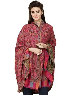 Fuchsia-Rose Kani Printed Jamawar Shawl from Amritsar