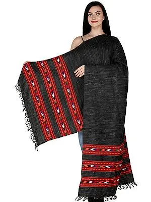 Pirate-Black from Kullu with Kinnauri Woven Triple Border