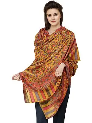 Cadmium-Yellow Kani Printed Jamawar Shawl from Amritsar