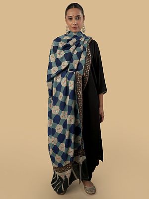 Ikat weaved Cashmere Shawl with Boti Sozni Embroidery