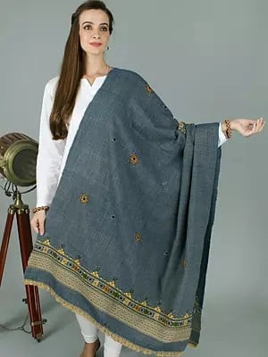 Shawl from Kutch with Central Embroidered Chakra and Mirrors