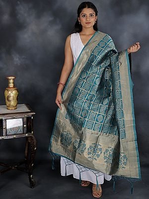 Bandhani Gharchola Dupatta with Zari Weave and Brocaded Border