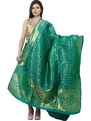 Bandhani Gharchola Dupatta with Zari Weave and Brocaded Border