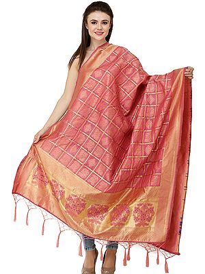 Bandhani Gharchola Dupatta with Zari Weave and Brocaded Border