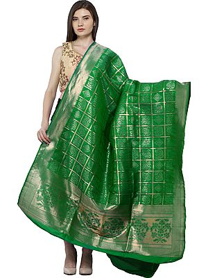 Bandhani Gharchola Dupatta with Zari Weave and Brocaded Border