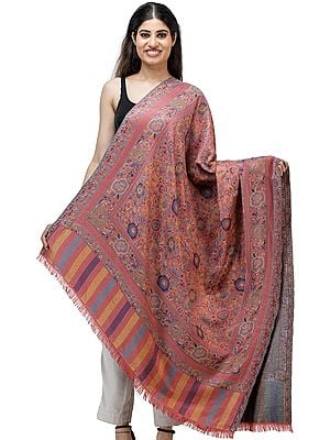 Jamawar Shawl with Woven Flowers in Multicolored Thread