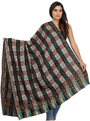 Multicolor Kani Jamawar Shawl from Amritsar with Woven Checks and Flowers