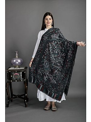 Kani Jamawar Stole from Amritsar with Woven Flowers in Multicolor Thread