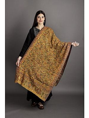 Kani Jamawar Stole from Amritsar with Woven Flowers in Multicolor Thread