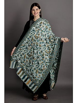 Kani Jamawar Stole from Amritsar with Woven Flowers in Multicolor Thread