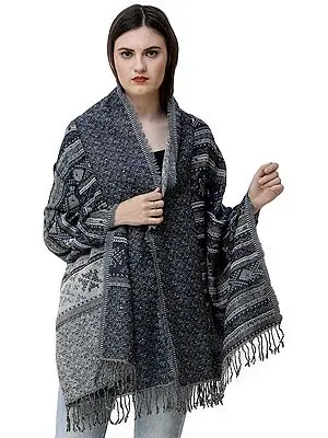 Infinity Jamawar Stole from Amritsar with Woven Deer and Embellished Beads