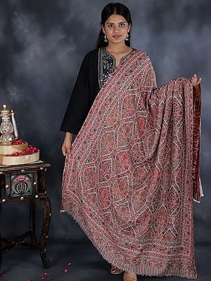 Kani Jamawar Shawl from Amritsar with Multicolor Floral Vines