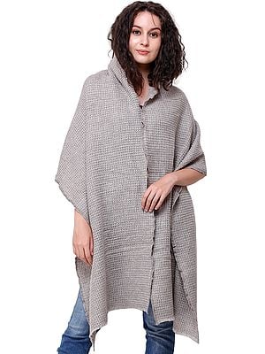 Silver-Lining Cashmere Stole from Nepal with Woven Checks