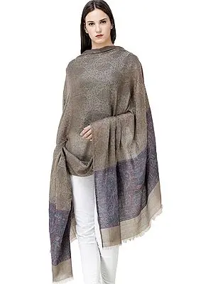 Jamawar Shawl from Amritsar with Self Weave and Paisleys on Border