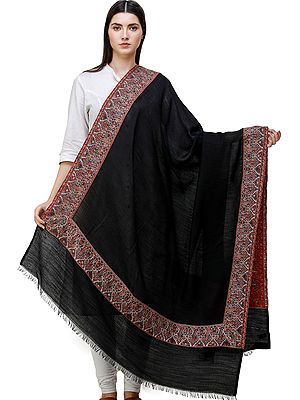 Plain Shawl from Amritsar with Woven Kani Border