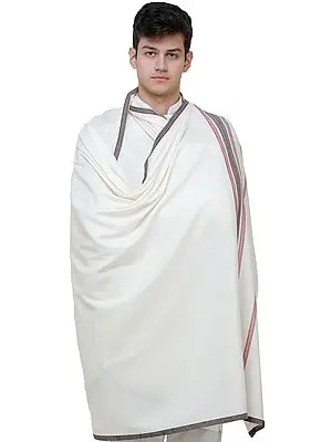 Men's Shawl from Punjab with Woven Border