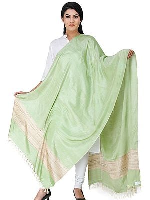 Plain Kosa Dupatta from Jharkhand with Woven Jute Border