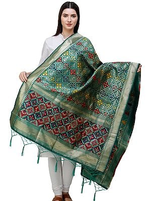 Brocade Dupatta from Gujarat with Multi-Color Thread Weave