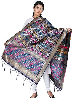 Brocade Dupatta from Gujarat with Multi-Color Thread Weave