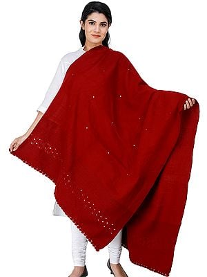 Plain Self Shawl from Kutch with Mirror work