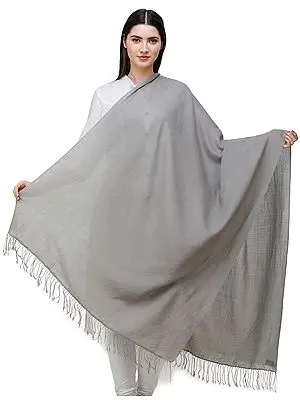 Gray-Flannel Plain Cashmere Shawl from Nepal