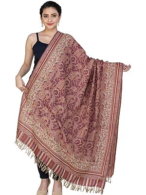 Pebble Jamawar Shawl from Amritsar with Multicolor Floral Vines