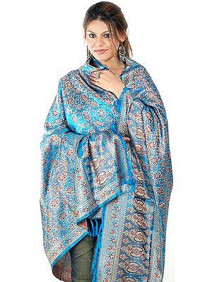 Azure Resham Tehra Banarasi Shawl