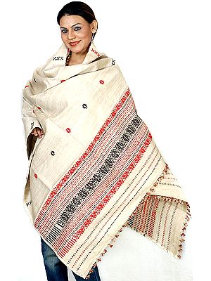Beige Silk Shawl from Assam