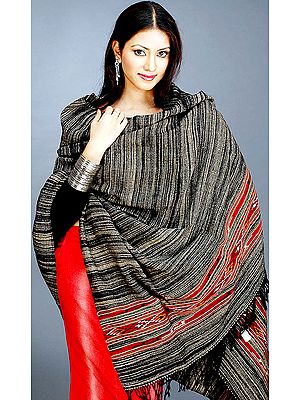 Black Kinnauri Shawl with Kullu Border
