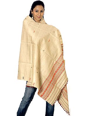 Camel-Colored Silk Shawl from Assam