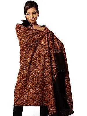Semi-Pashmina Fully Embroidered Twill Shawl