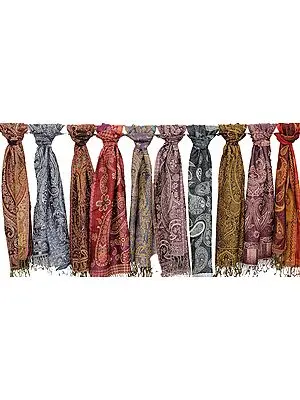 Lot of Ten Jamawar Scarves